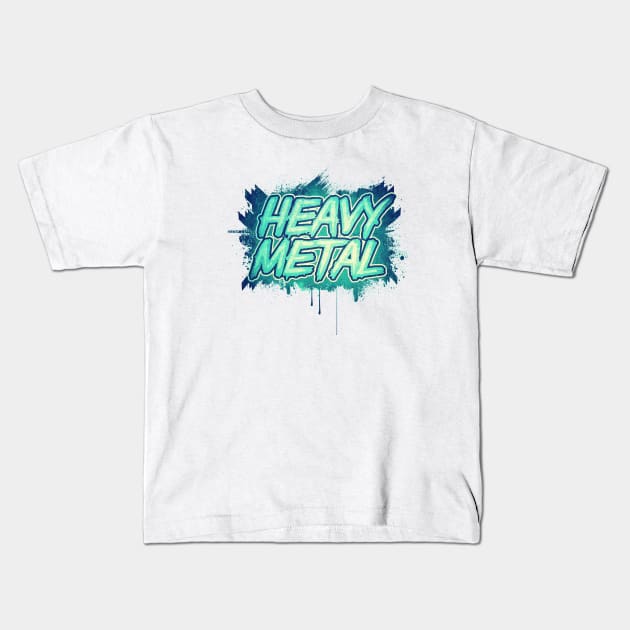 HEAVY METAL! (Green Splatter Typo Design) Kids T-Shirt by badbugs